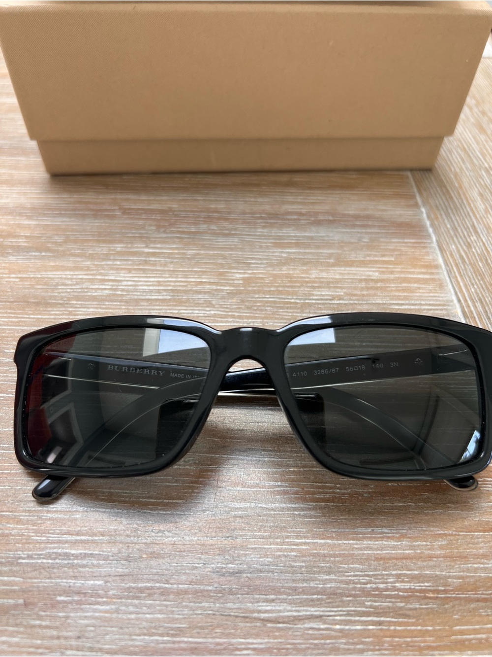 Burberry Black Rectangular Sunglasses w/ Case & Box